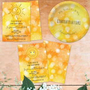 NeutronenBaby-Dusche für gelbes Orangengeschlecht Runder Aufkleber