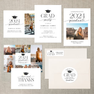 Moderne Schwarz-Weiß-Graduierungsklammer Runder Aufkleber