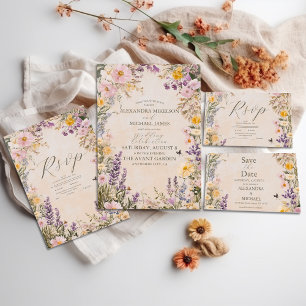 Elegant Boho Wildblume Wedding RSVP Karte