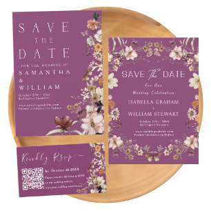 Carte D'accompagnement Boho Fleur sauvage Rustic Berry Violet Mariage Rsv