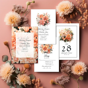 Peach Fuzz Floral Wedding Tischnummer