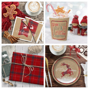 Warm wünscht Foto Kraft & Tartan Red ID589 Karte