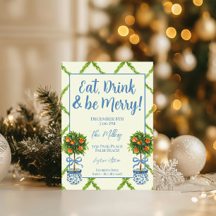 Invitation Chinoiserie Orange Citrus Topiary Christmas Party