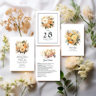 Champagne Colored Floral Wedding Dankeskarte