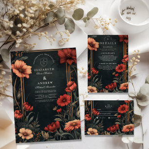 Cartons Réponse Mariage floral Art nouveau classique