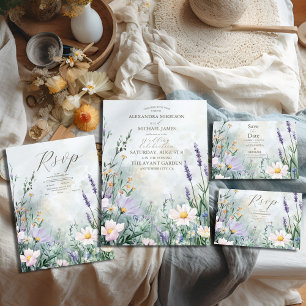 Invitation Élégant Fleur sauvage Meadow Blush Pink Mariage