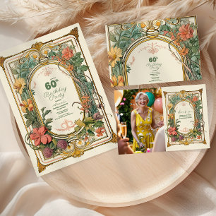 Vintager floraler Jugendstil 60. Einladung