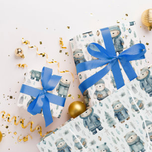 Niedliches Winter Teddy Bär Muster Geschenkpapier