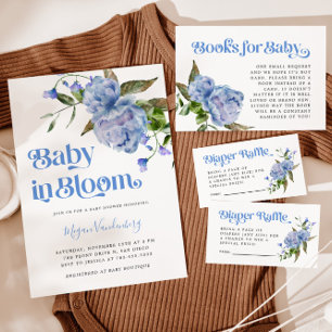 Blue Floral Diaper Raffel Ticket Begleitkarte