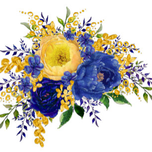 Aquarelle bleu jaune Floral Wedding Invitations