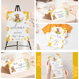 Honey Bear Bear Guess wie viele Baby Showspiele Begleitkarte