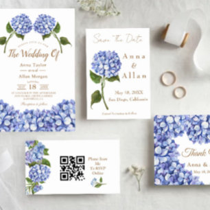 Elegant Blue Hydrangea Floral Einladung