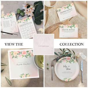 Serviette En Papier Bébé en fleurs   Baby shower floral rose et pêche