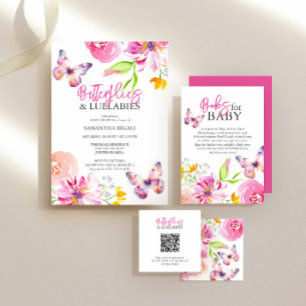 Invitation Fleurs et papillons Baby shower de jardin