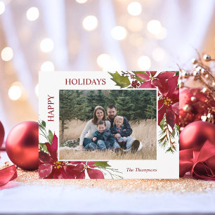 Aquarell Red Poinsettia Verheiratet Frohe Weihnach Postkarte