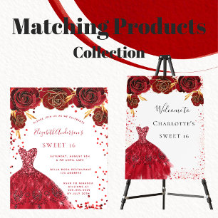 Invitation Magnétique Sweet 16 rouge robe blanche luxe