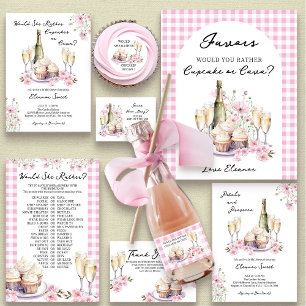 Cupcake oder Cava Delicate Pink Brautparty Einladung