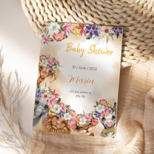 Safari Wildone Baby Shower Einladung Gold Ausweis