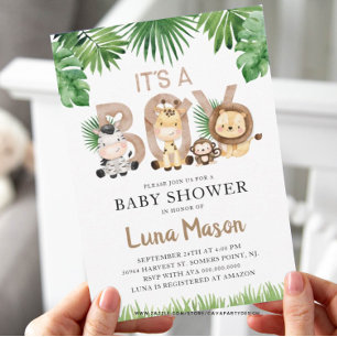 Es ist eine Boy Safari Baby Shower Einladung