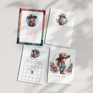 Carte De Remerciements Baby Shower de Petite Cowgirl Rustique