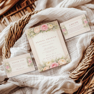 Carte De Remerciements Mariage champêtre rose et ranunculus blush