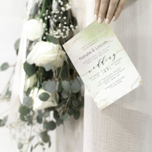 Ombre Spring Green Gold Foil Frost Trendy Wedding Einladung