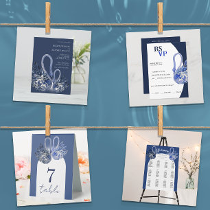 Elegante Schöne blaue Schwäne Kunst, Dichtung und  Begleitkarte