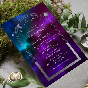 Kosmischer Lila Aquamariner Silver Sun Moon Astron Save The Date