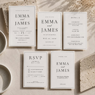 Dünne Rand Minimalistische Dankeskarten Editable RSVP Karte