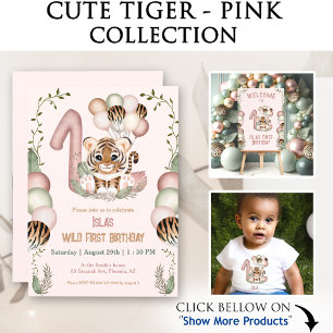 T-shirt Pour Bébé Jolie Tiger Rose Wild Une fille 1er anniversaire