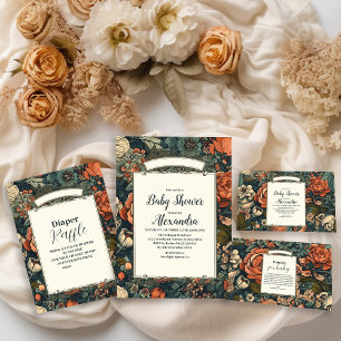 Vintage Aquarell Blume Kinderdusche Pappteller