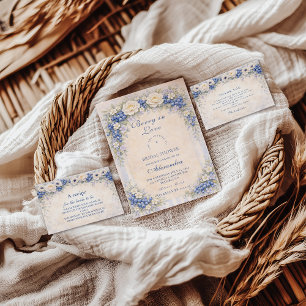 Invitation Douce Romance de la Myrtille Bleue pour Mariage