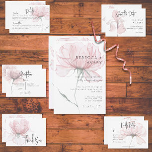 Aquarelle moderne rose Faire-part de mariage flora