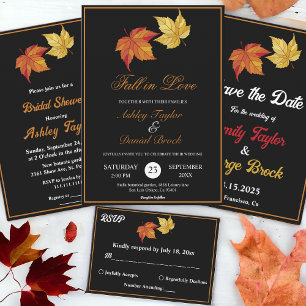 Invitation Elégant Chic Fall in Love Rustique Automne Mariage