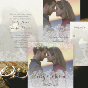 Invitation Rustique Pays Faux Lace Grange Mariage en bois