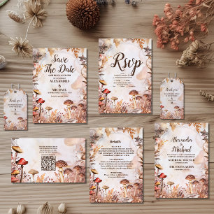 Carte D'accompagnement Toadstool champignon Mariage forestier enchanté