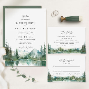 Carte D'accompagnement Détails de l'hôtel de mariage du lac de montagne e