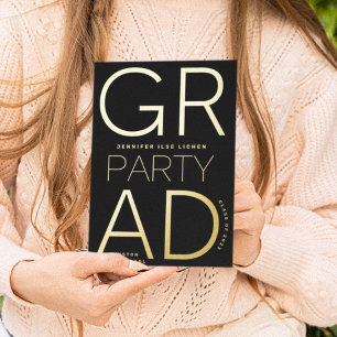 Invitation En Aluminium MODERNE GRAD PARTY   Classe de 2024 Gold Pressé