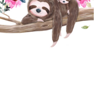 Invitation Au-dessus de la lune Sloth Girl Twins Baby shower 