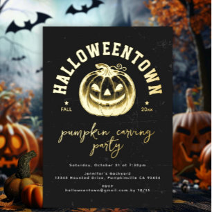 Invitation Citrouille moderne Orange Black Halloween Party