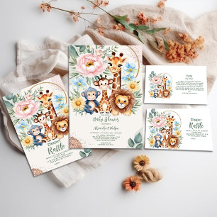 Invitation Baby shower Safari Tropical Jungle Animaux