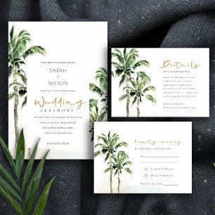 Tropical Beach Palm Trees Save the Date einladen Dankeskarte