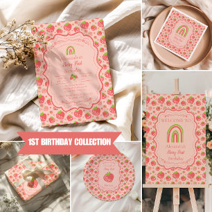 Berry First Strawberry Girl 1. Geburtstag Party Geschenkpapier