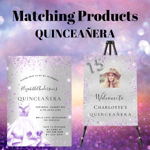 Budget Quinceanera Silber lila Kleidung Glitzer