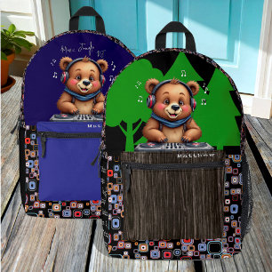 Lächeln Grizzly Bären DJ, Happy Music Jungle Bedruckter Rucksack