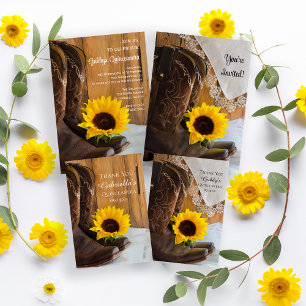 Country Sunflower and Lace Quinceañera Thank You Dankeskarte