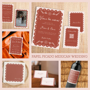Save The Date Papel Picado Terracotta Mexicaine Talavera Mariage