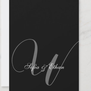 Invitation Élégant Mariage noir blanc