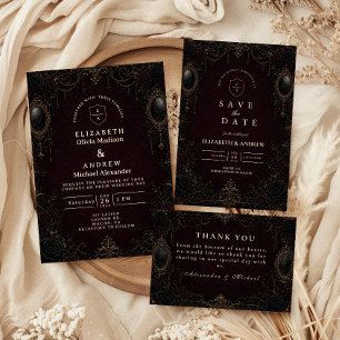 Save The Date Mariage gothique victorien sombre et orné