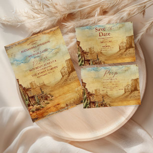 Invitation Tout En Un Vintage Western Cowboy Mariage campagnard rustique